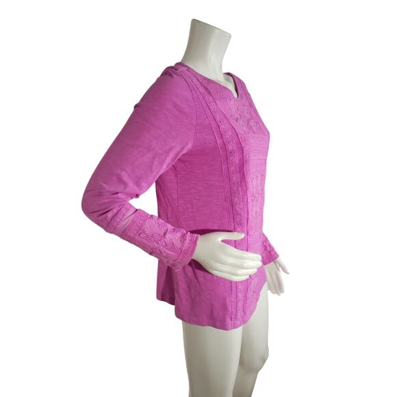 Soft Surrounding Women Sz M Top Alta Mara Pink Embroidery Lace Boho Cottagecore - Picture 2 of 8